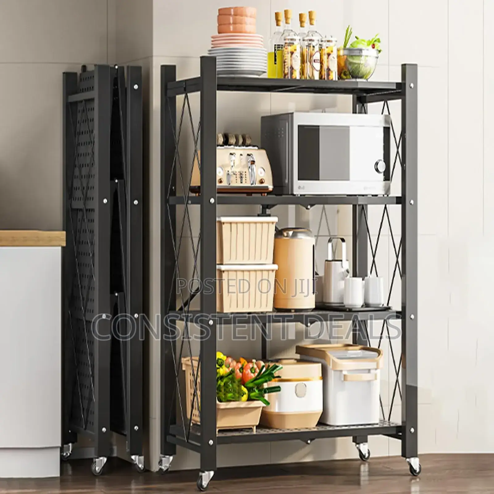 4 Layer Foldable Kitchen Storage Rack