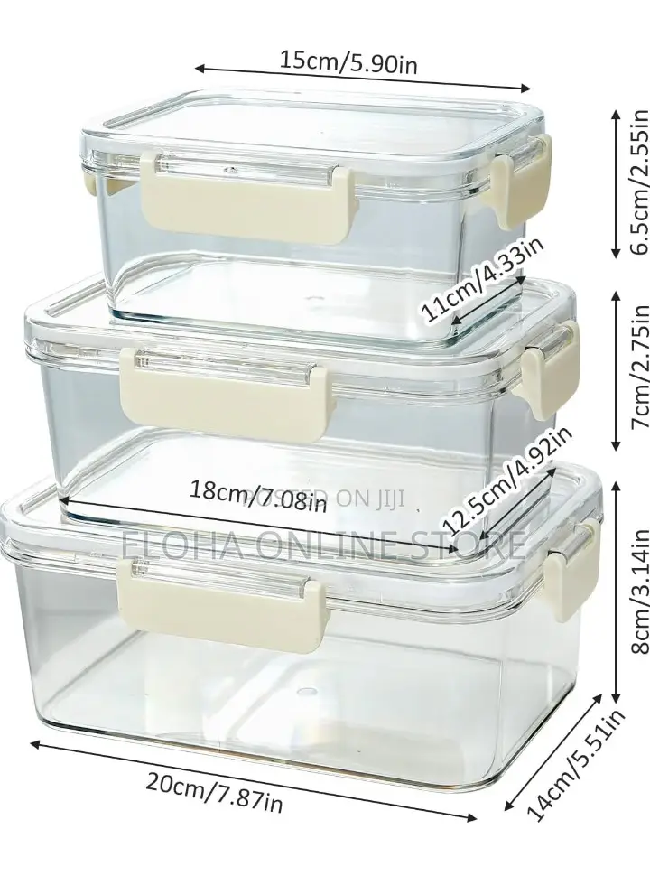 3piece Clear Acrylic Sealed Food Storage Containers Withlids