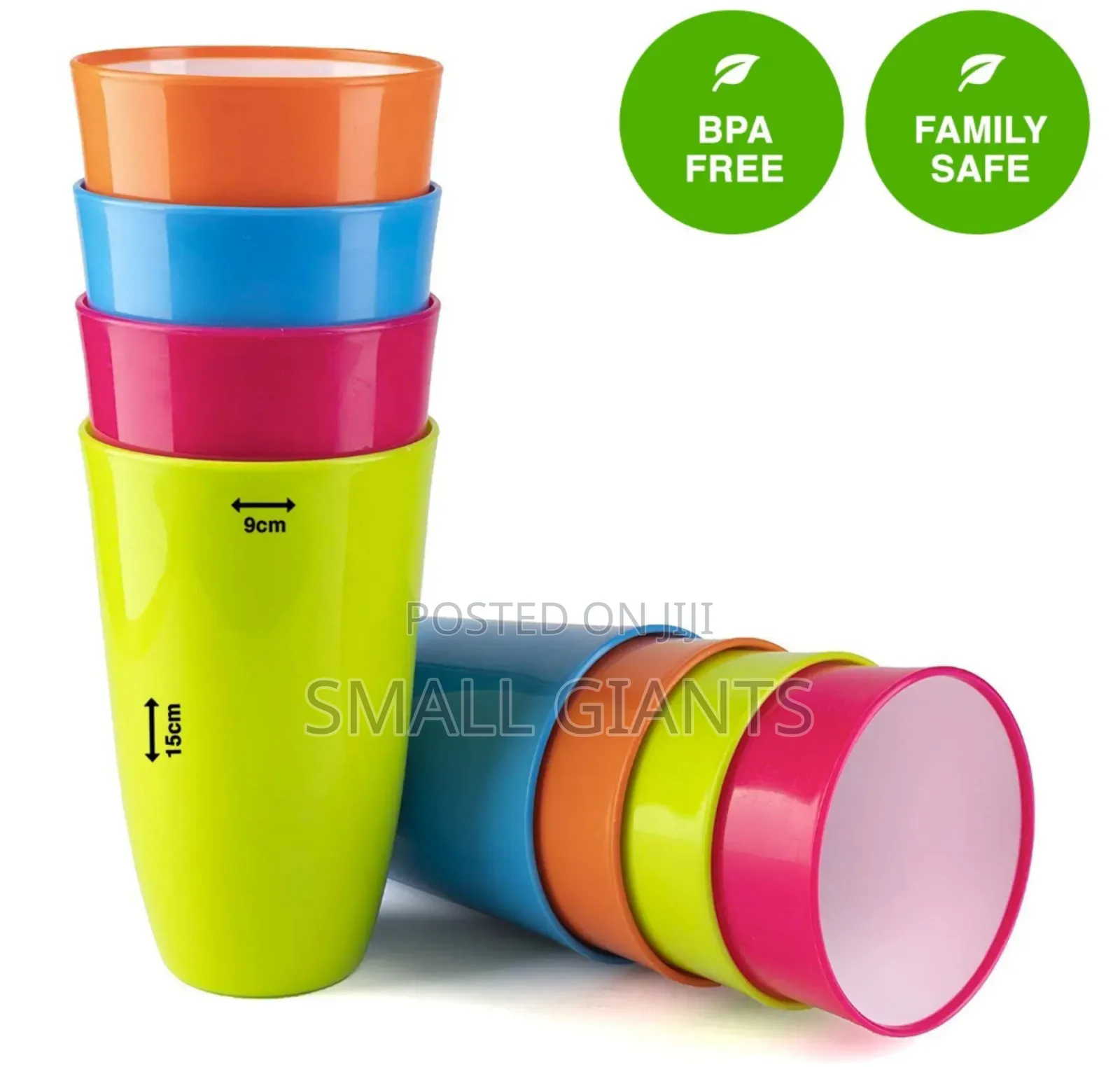 12 Pieces of Plastic Juice Tumbler Cups, Multi-Colours