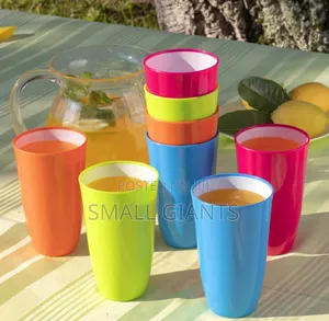 12 Pieces of Plastic Juice Tumbler Cups, Multi-Colours