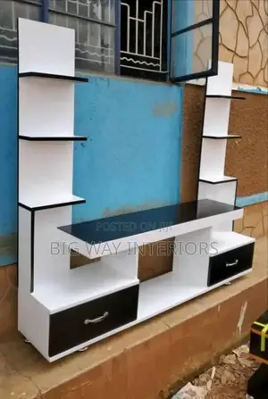 Double Ariel Tv Stand White and Black