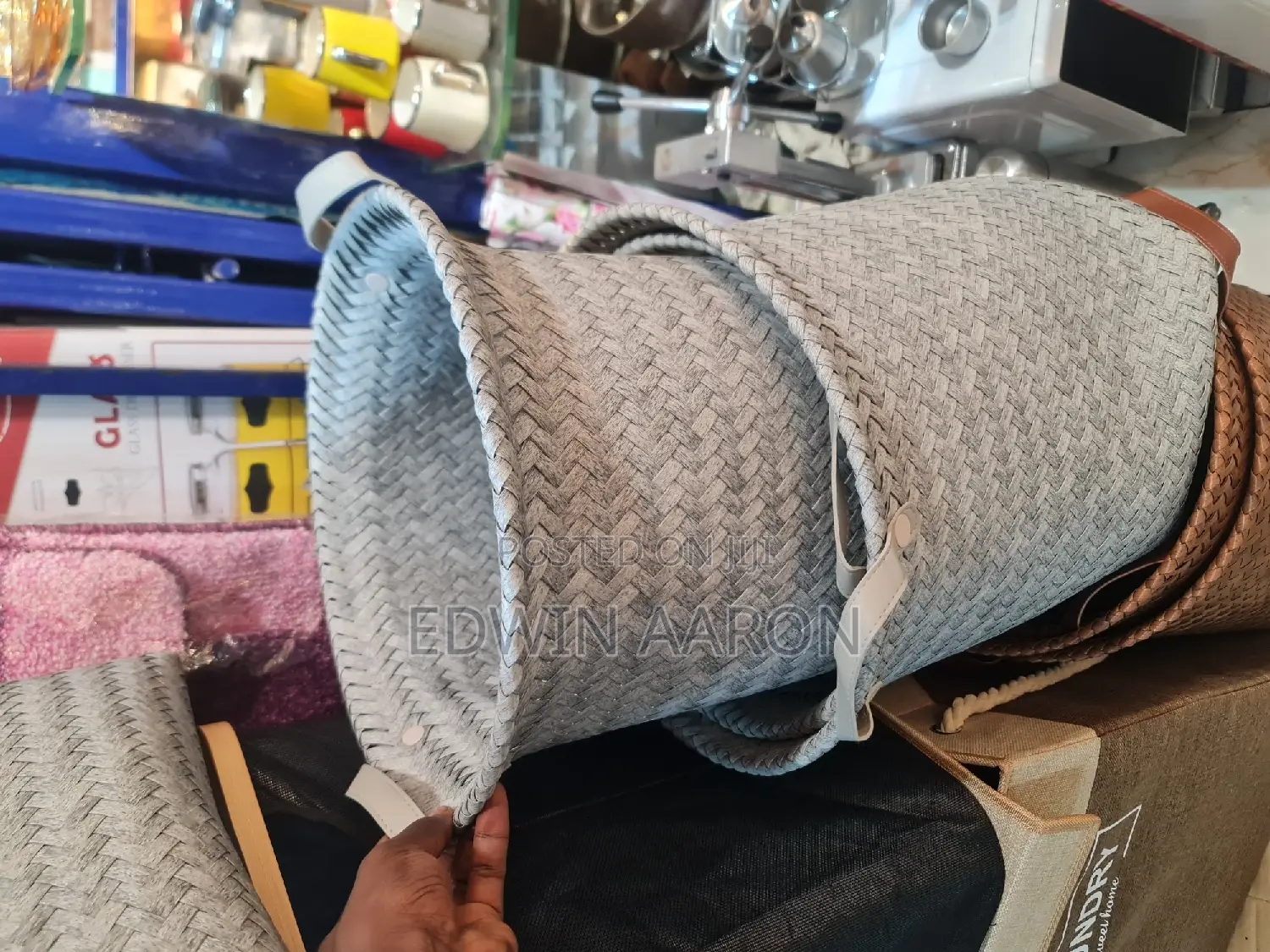 3pcs Hand Woven Laundry Baskets / Grey