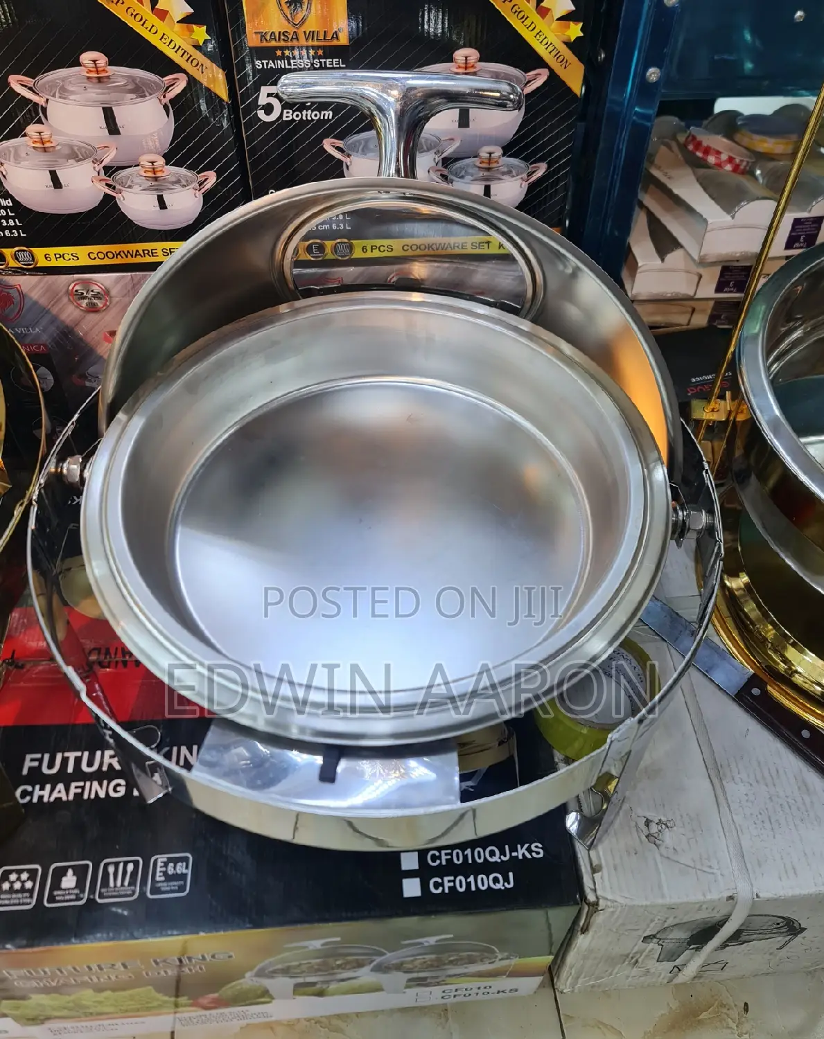 Round Chafing Dish With Mirror /Silver