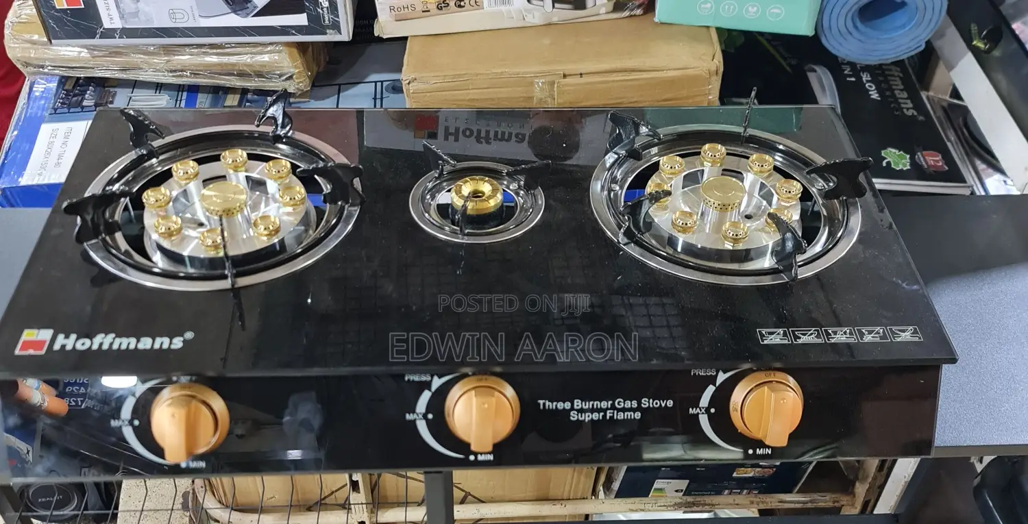 Hoffman's Tampered Glass 3 Burners Gas Cooker