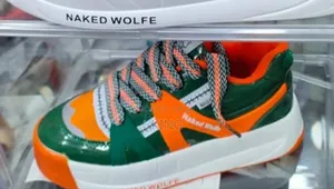 Naked Wolfe Slider Sneakers. Orange, Green, White