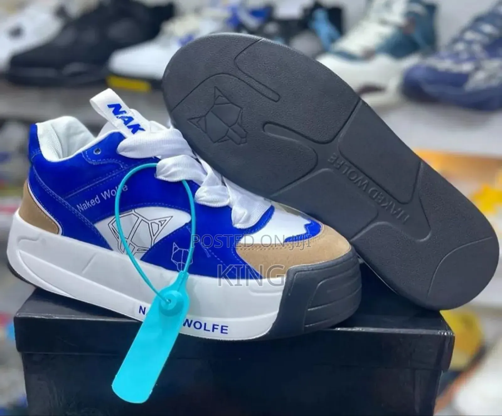Naked Wolfe Slider Sneakers. Blue, White
