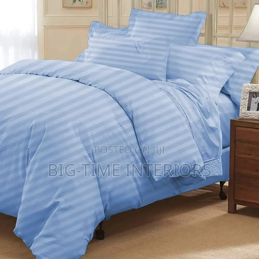 4pcs Stripped King Size Duvet- Blue