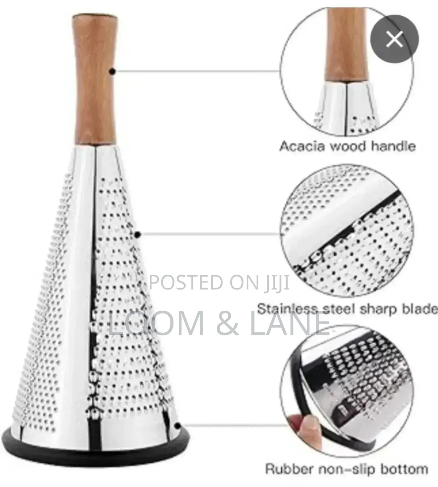 Cone Shape Cheese Grater With a Wooden Handle