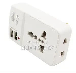 3pin/ Uk Universal Plug With 2 Usb Port 2 Way Multi Adapter