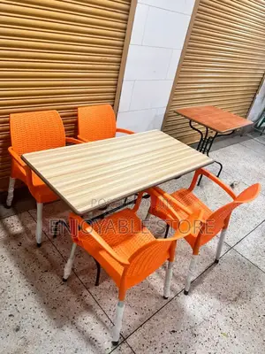 Restaurant Table and 4 Plastic Chairs