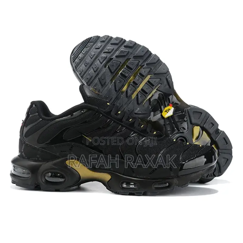 Original Nike TN Air Max Plus Black Metallic Gold Sneakers