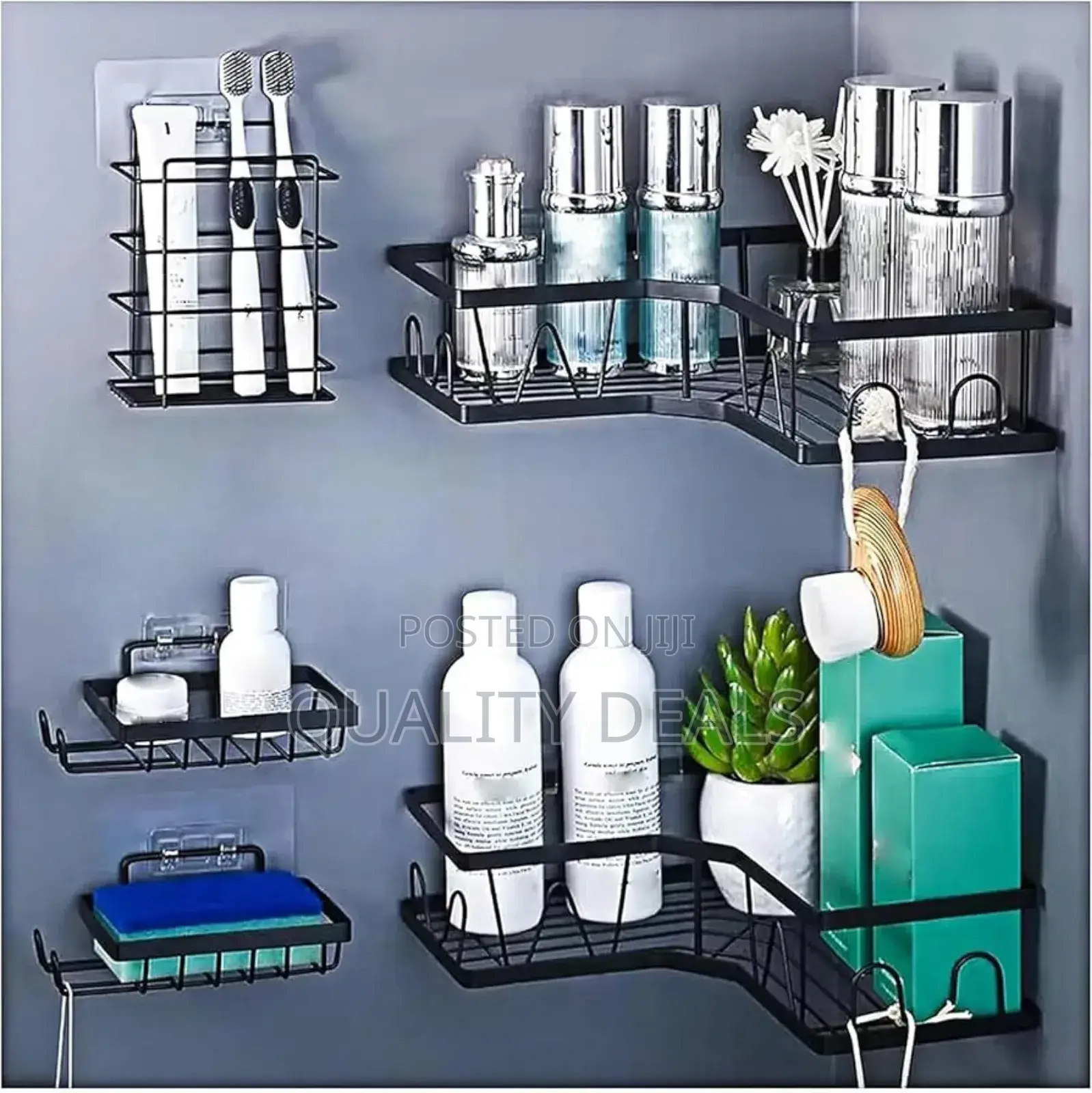 5 Pack Adhesive Corner Shower Caddy Organizer Rack
