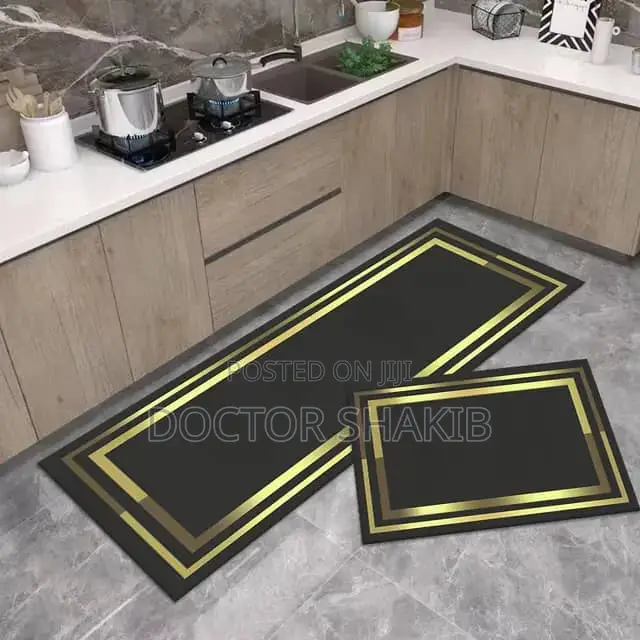 New Black and Gold Kitchen Mat