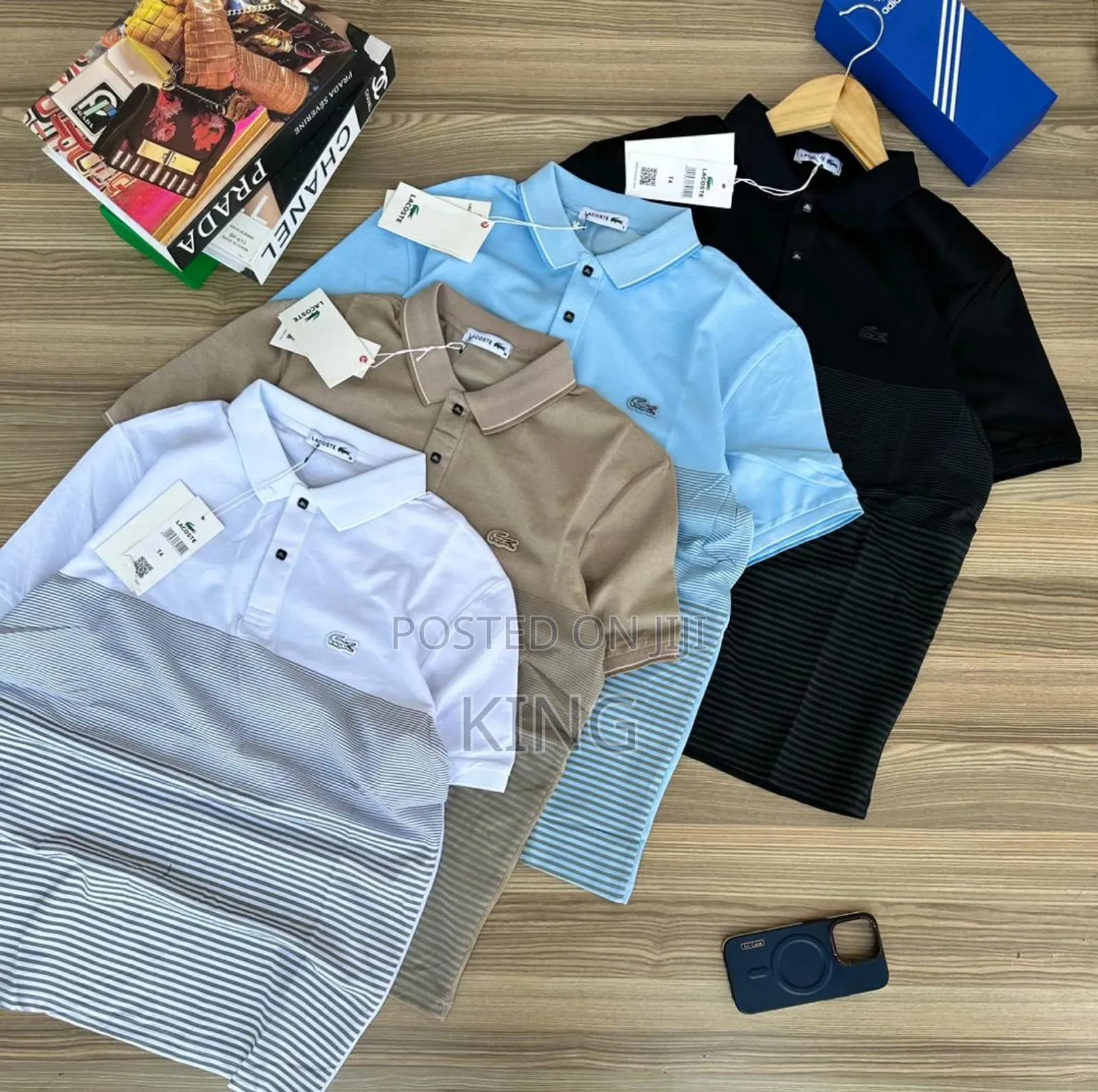 Premium Lacoste T-Shirt. 4pcs. White,Beige, Sky-Blue, Black