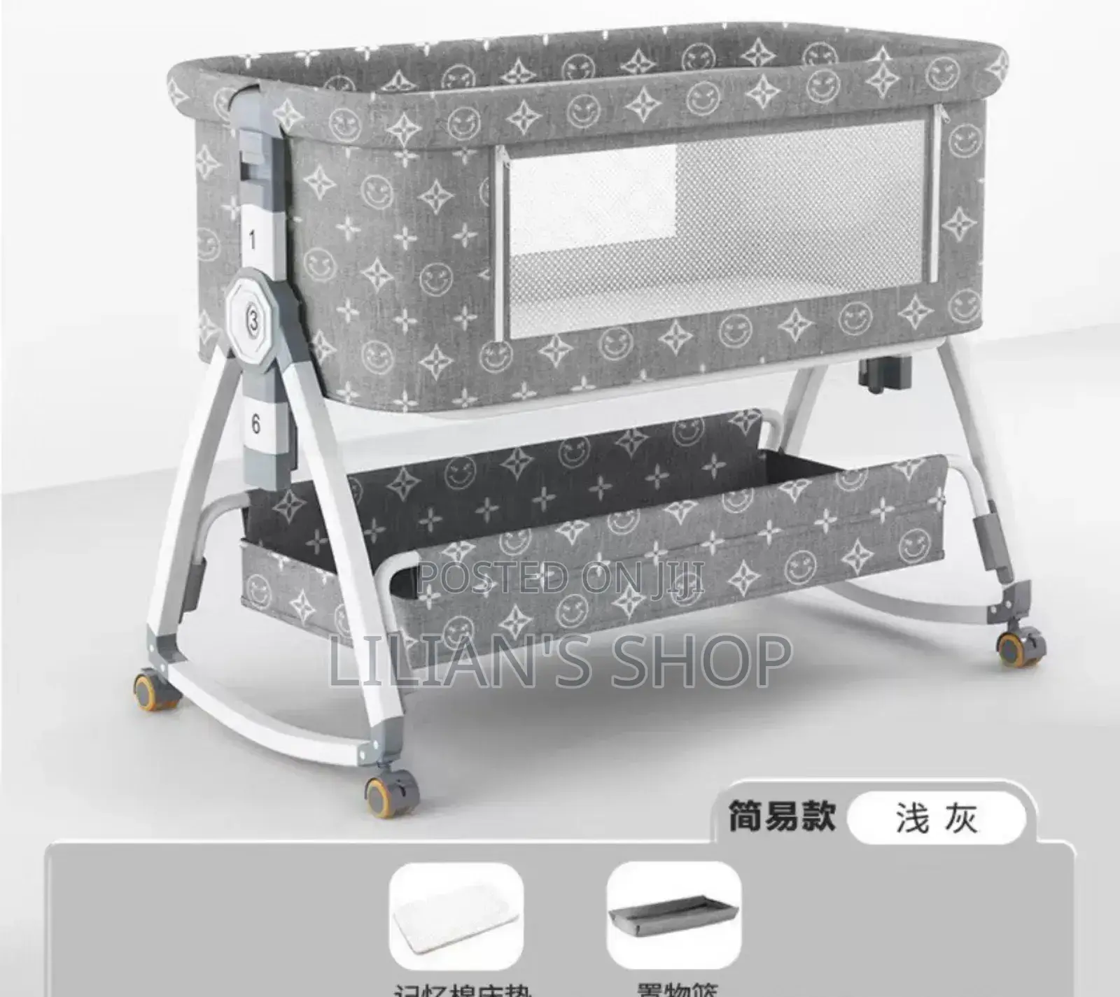 Multifunction Folding Height Adjustable Baby Crib