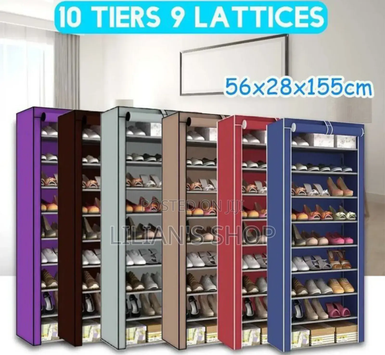 10 Tier Single Colomn Shoe Rack