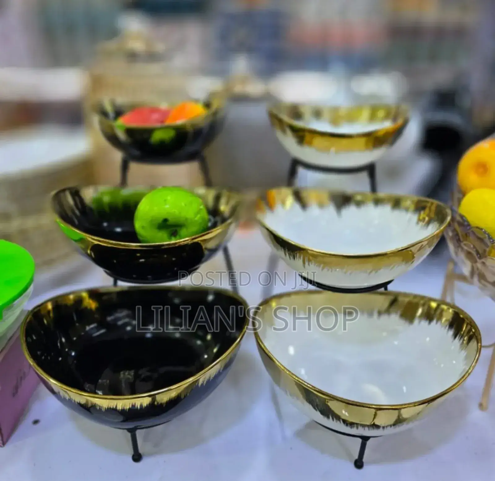 3 Tier Bowl Set With Black Rack