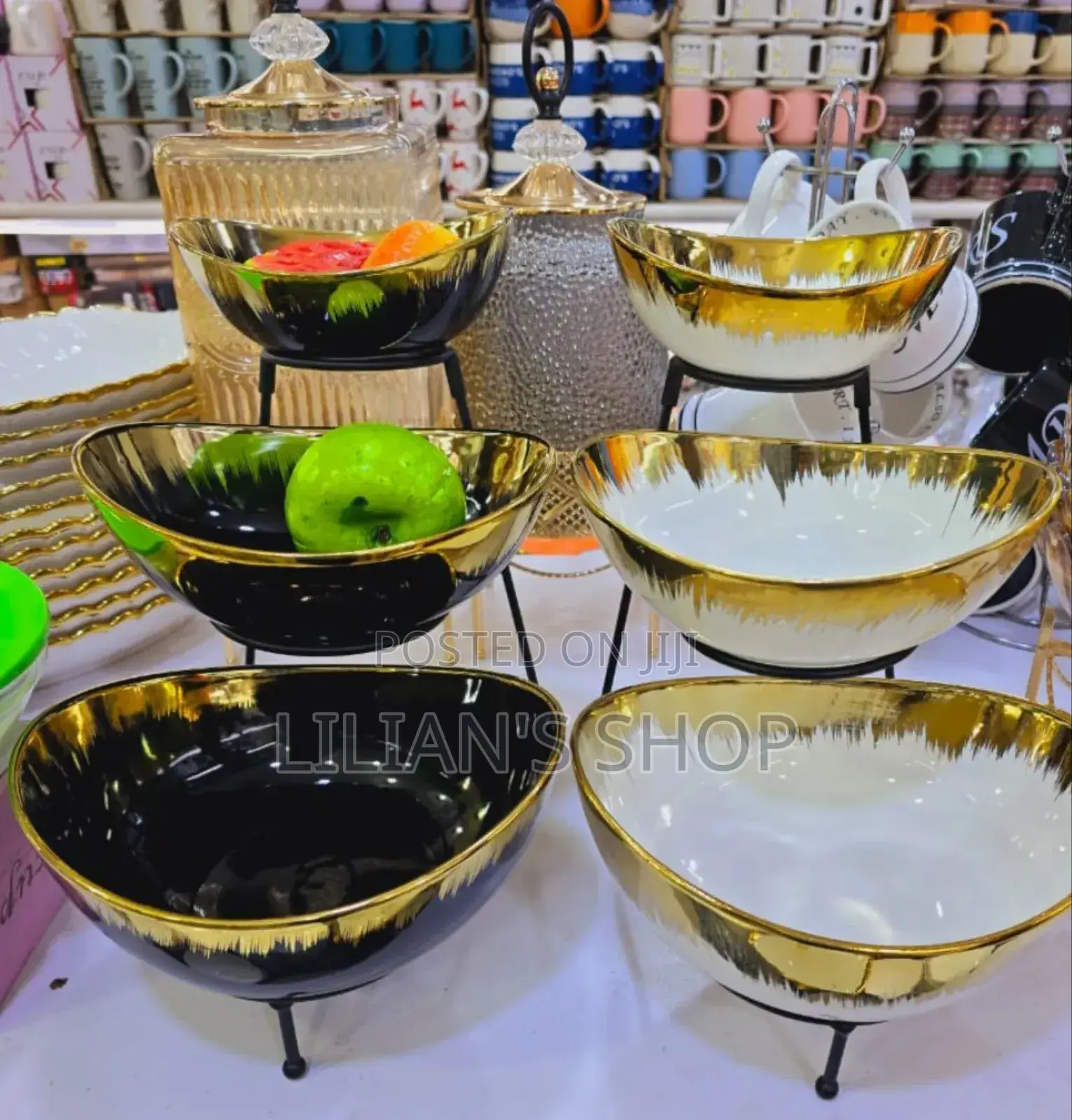 3 Tier Bowl Set With Black Rack