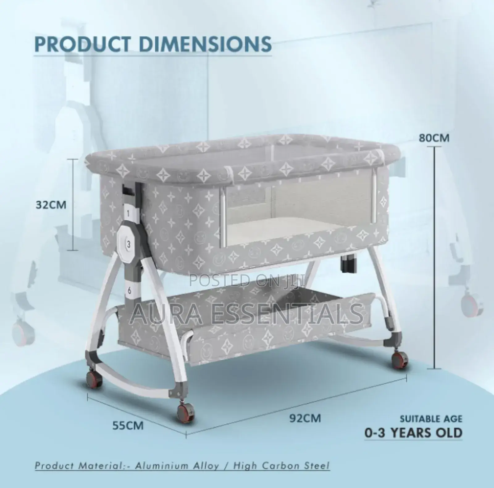 Premium 6 in 1 Printed Baby Cot