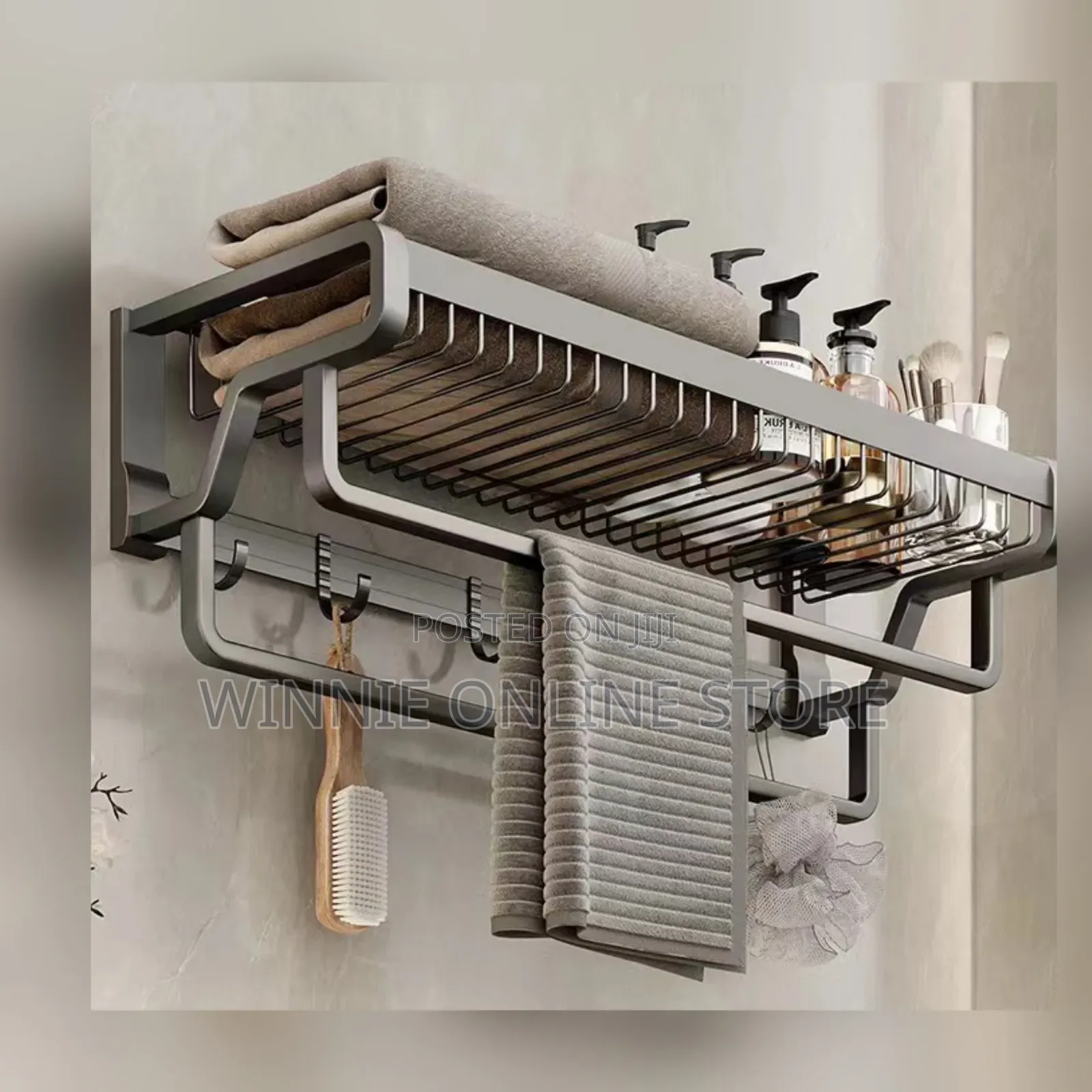 Wall Mounted Bathroom Towel Holder and Shower Gel Holder
