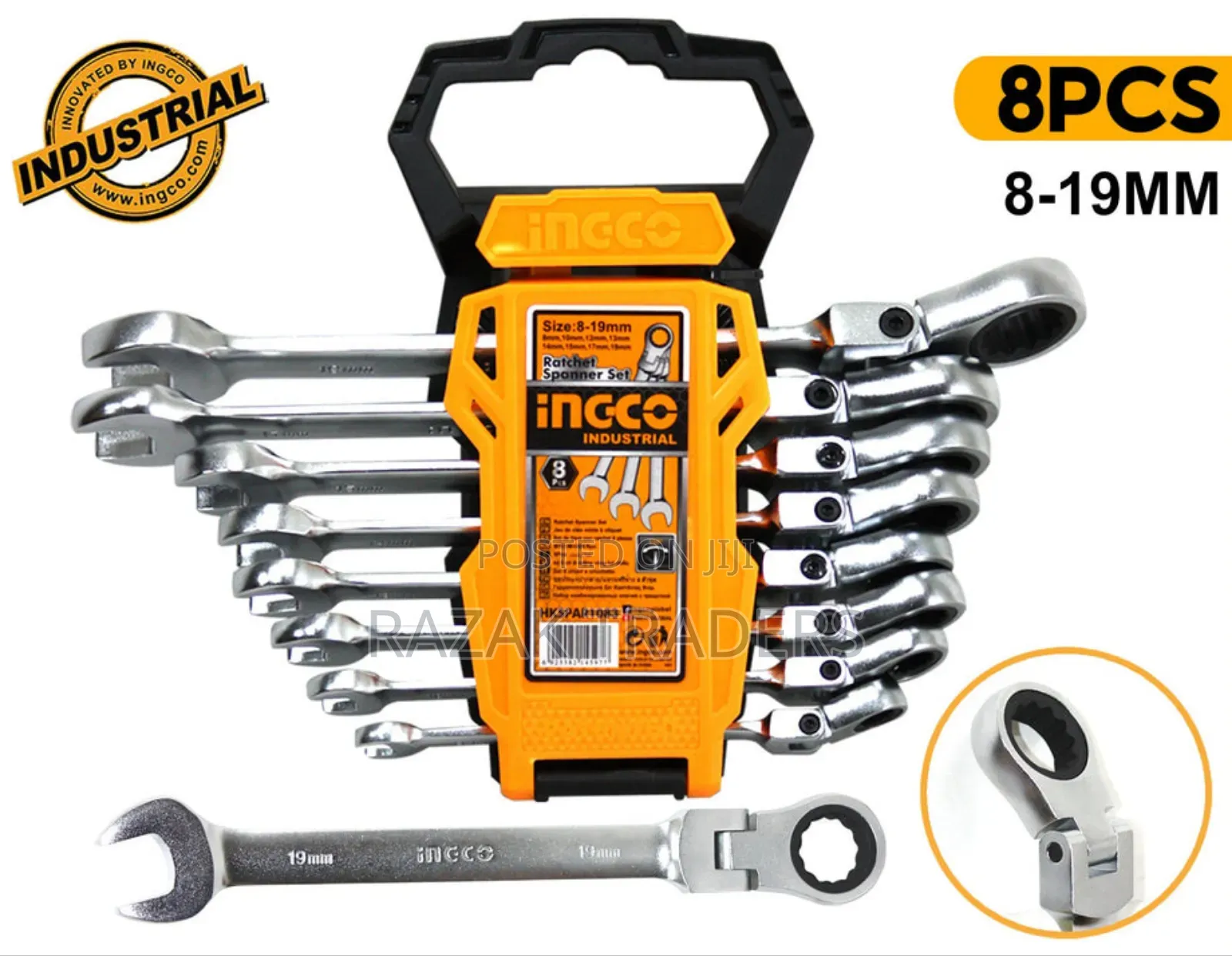 Ingco 8pcs Flexible Ratchet Spanner / Ratcheting Wrench Set