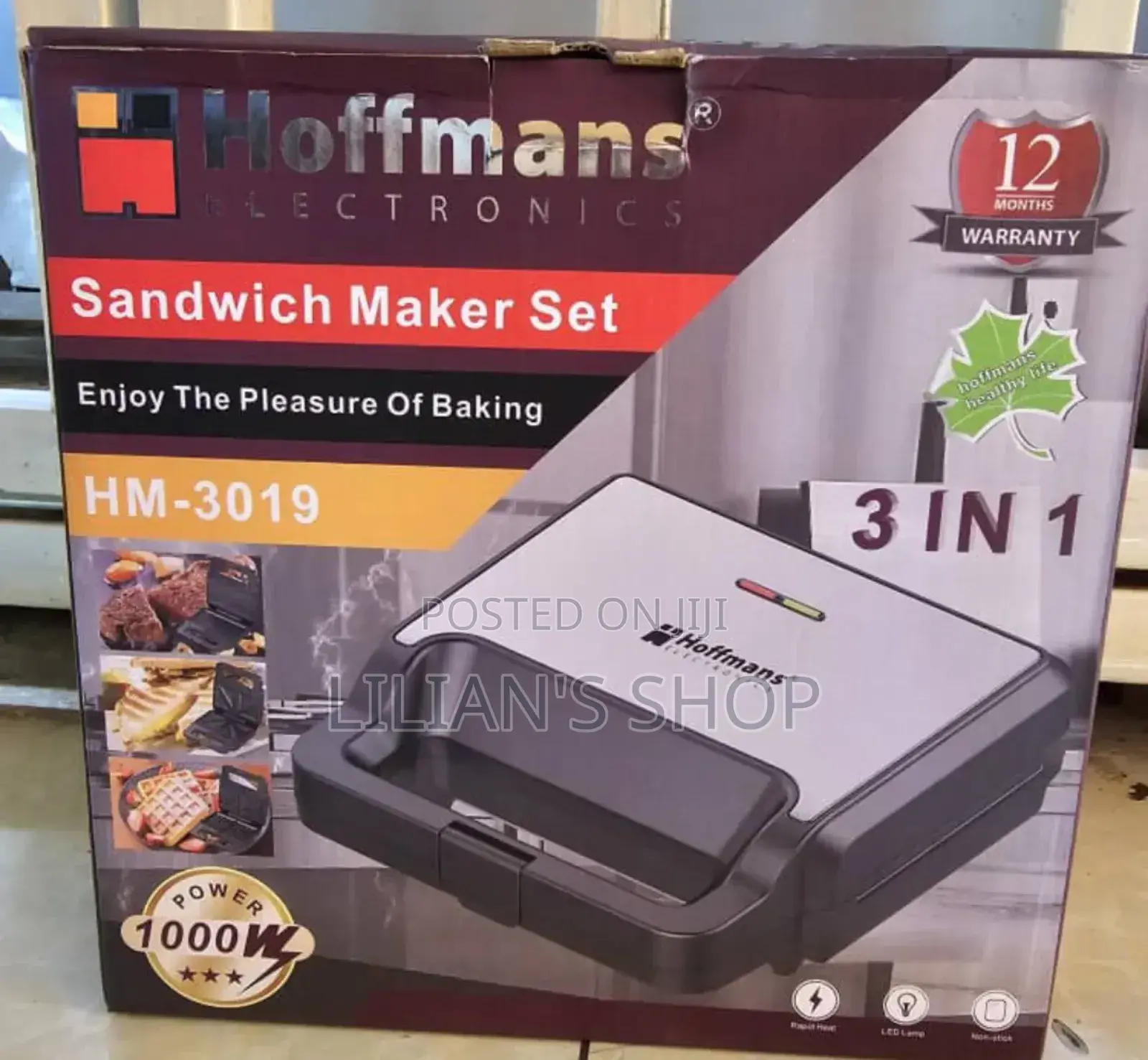 3 in 1 Sandwich Maker Set - Hoffman 1000W