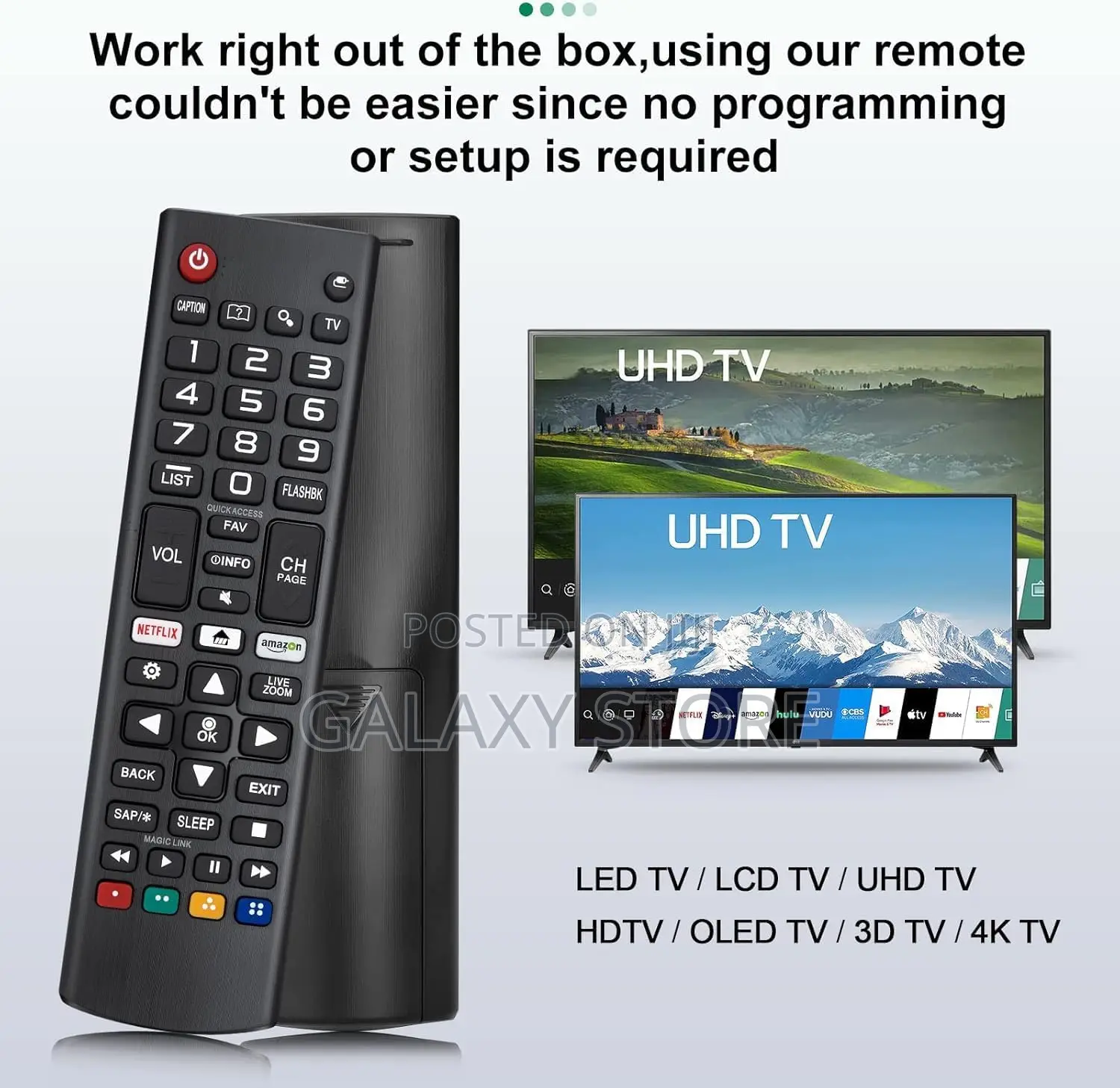 LG TV Remote for All LG LCD LED 3D HDTV Smart TVS