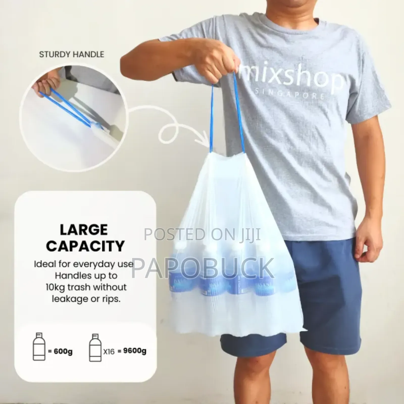 6 PCS Drawstring Garbage Bags