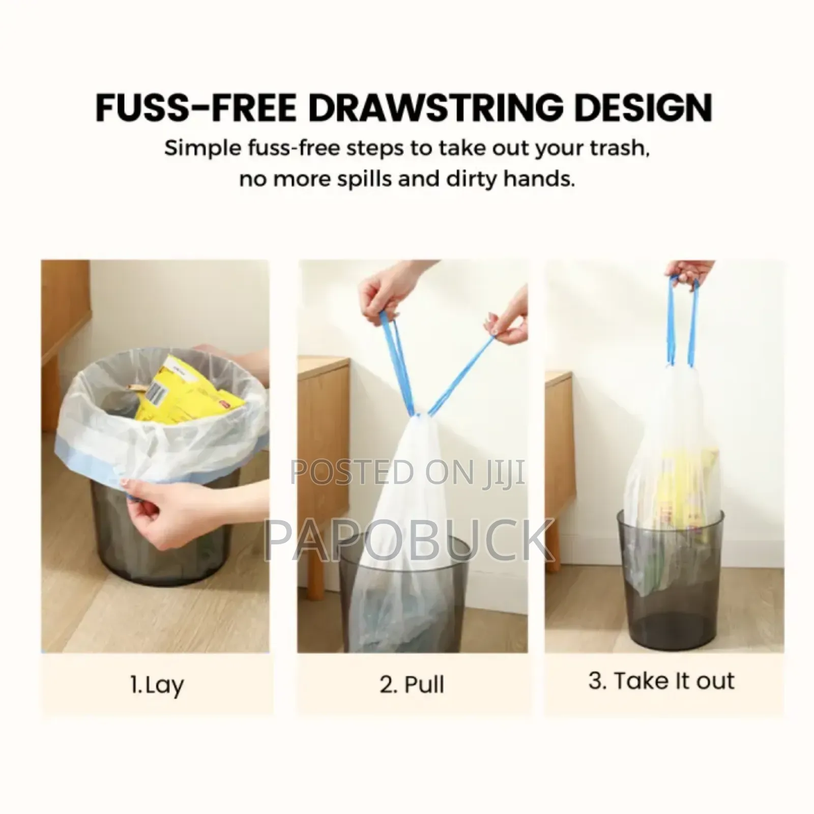 6 PCS Drawstring Garbage Bags