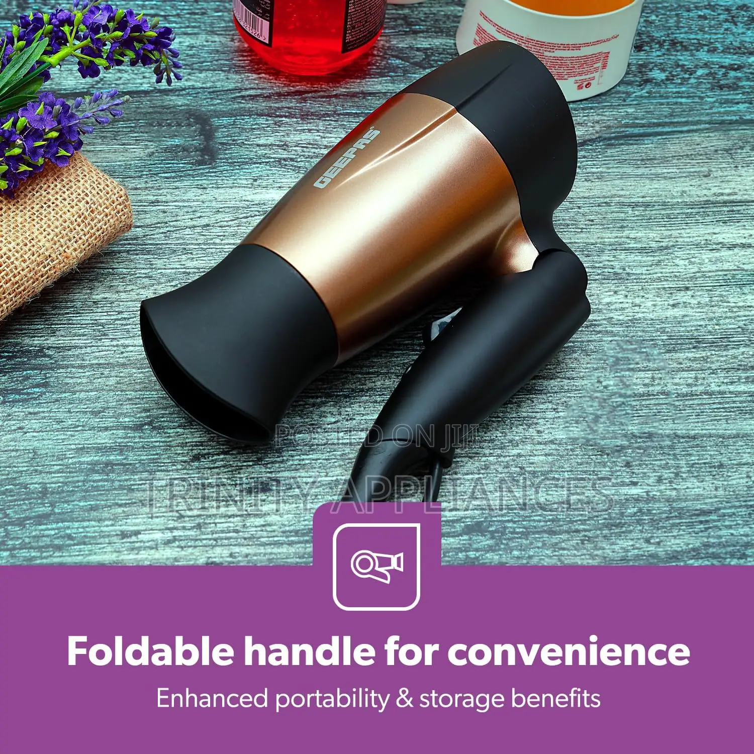 Geepas Foldable Portable Hair Dryer - Gh8642, Gold