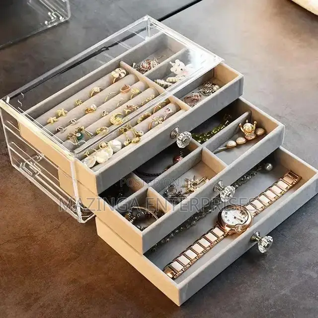 Acrylic Dust Proof Stackable Jewellery Storage Drawer Box