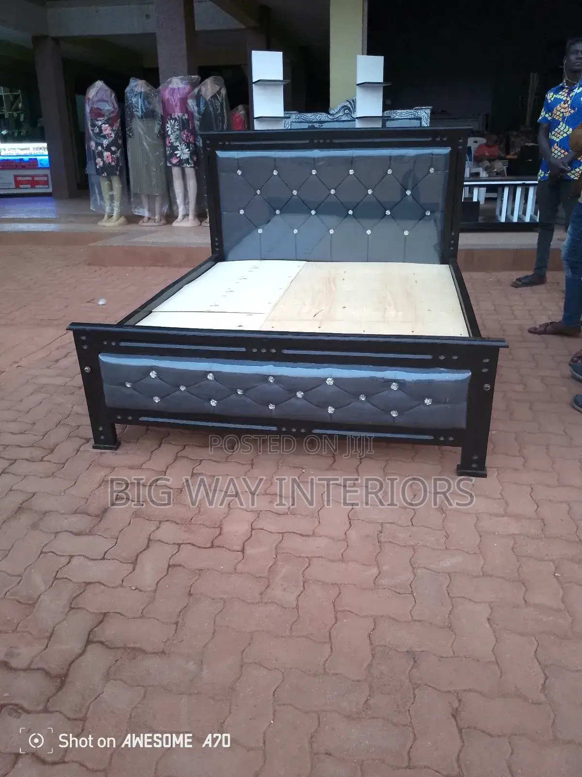 5 by 6 Gray Leather Bed