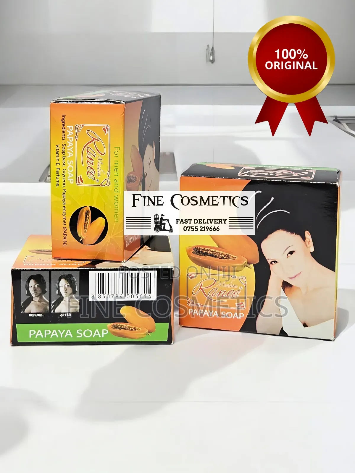 3PCS ORIGINAL MADAM RANEE Papaya Whitening Blackspots Soap
