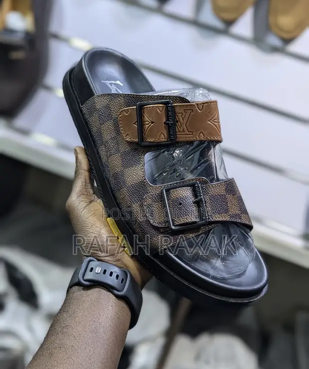 Original Men'S Luxurious Louis Vuitton Double Strap Sandals in