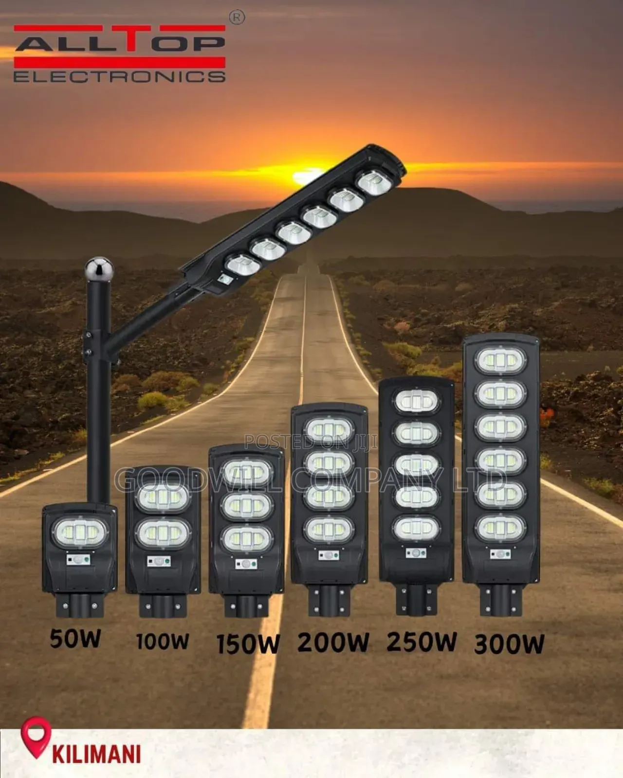 300W Solar Street Light One on Pole