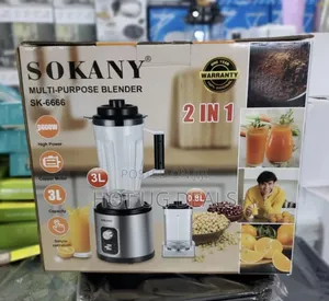 Sokany Blender 2 in 1, 6600 Watts, 3 Liters, SK-6666- Silver
