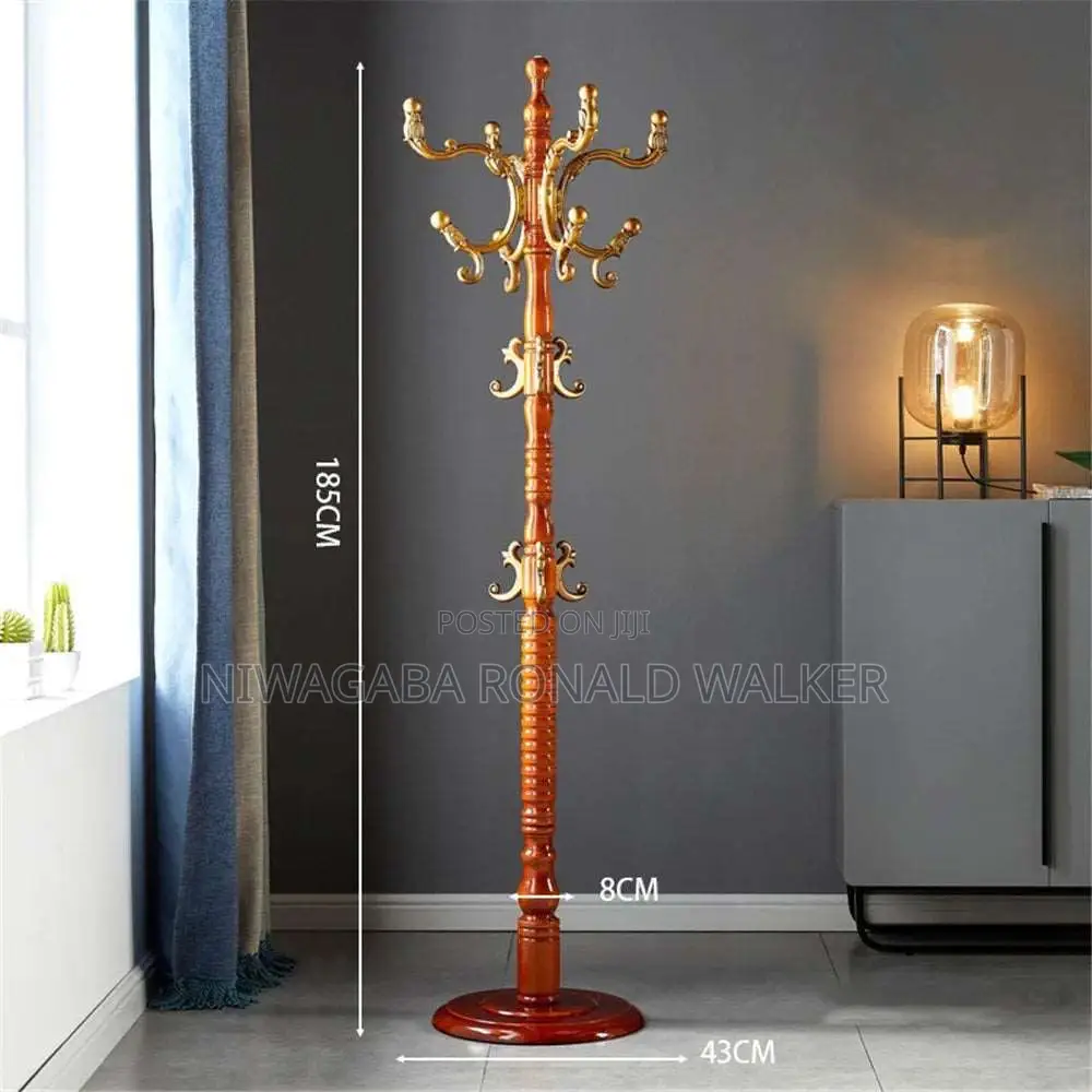Wooden Household Coat Rack Free Standing Clothes Rack Bedroom Floor
