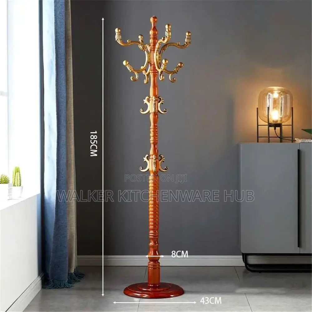Wooden Household Coat Rack Free Standing Clothes Rack Bedroom Floor