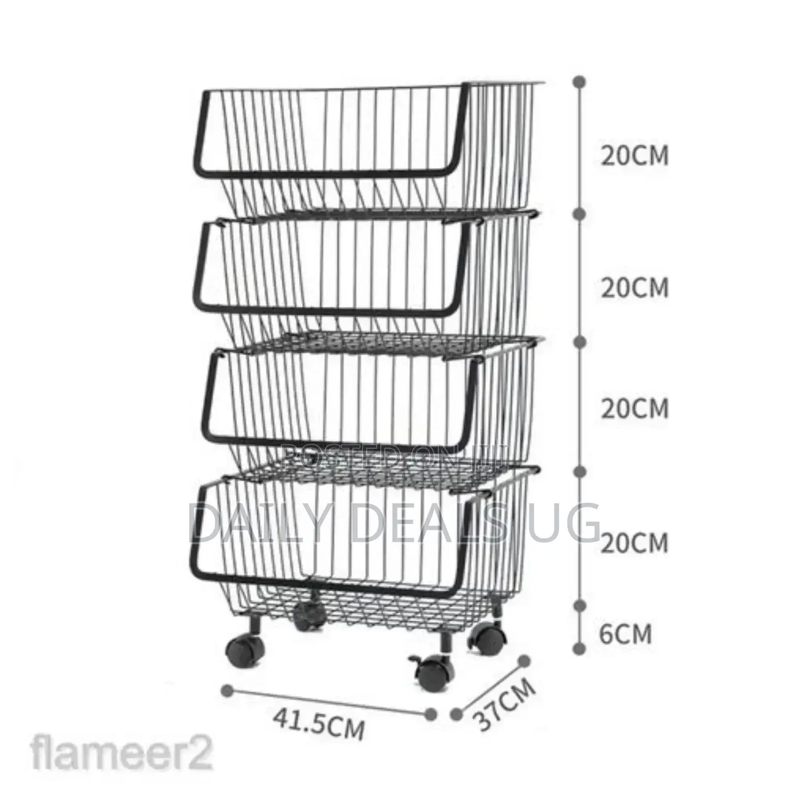 Metallic Pantry Storage Bin Rack Organizer Trolley.