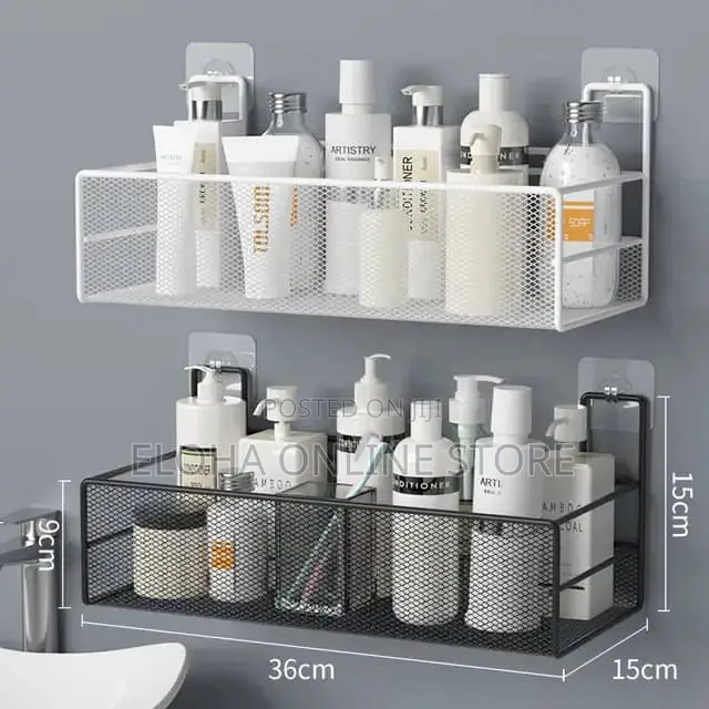 1pc Metal Wire Wall Mounted Bathroom Storage Rack