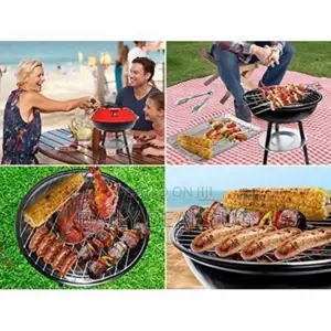 Portable Metal Kettle Trolley Barbecue Wood Charcoal Grill