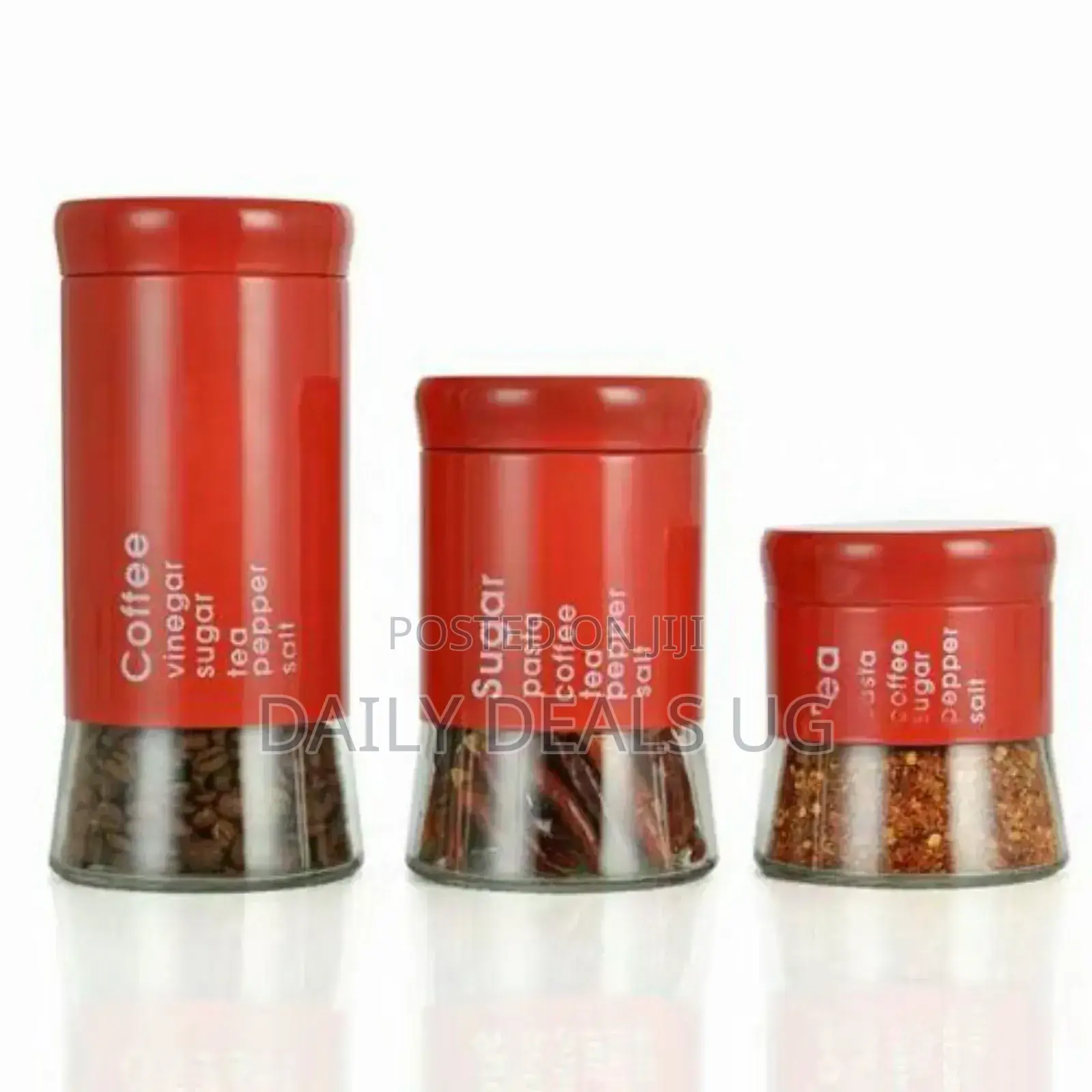 3 Piece Sugar Bowl Food Storage Tin Jar Canister Set