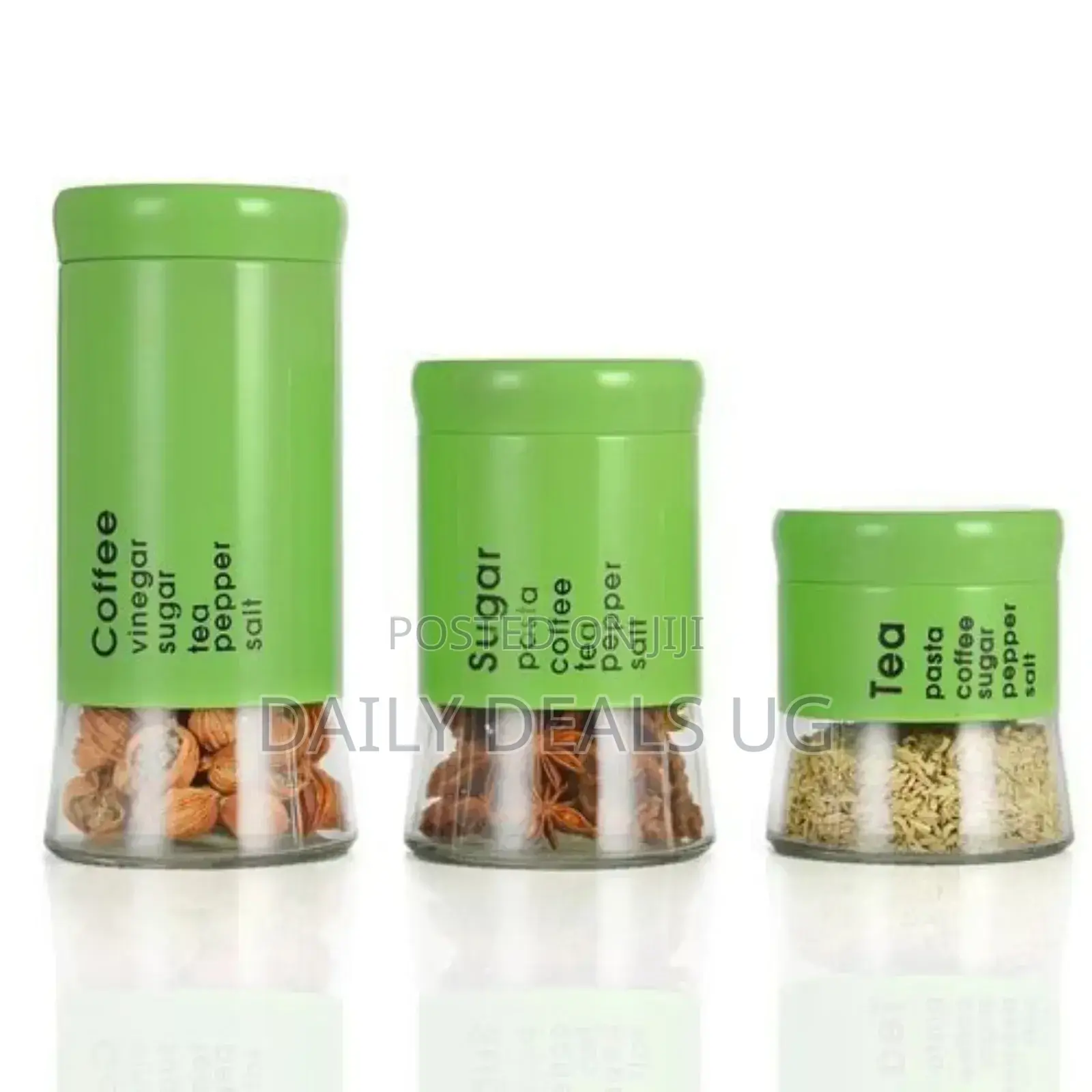 3 Piece Sugar Bowl Food Storage Tin Jar Canister Set