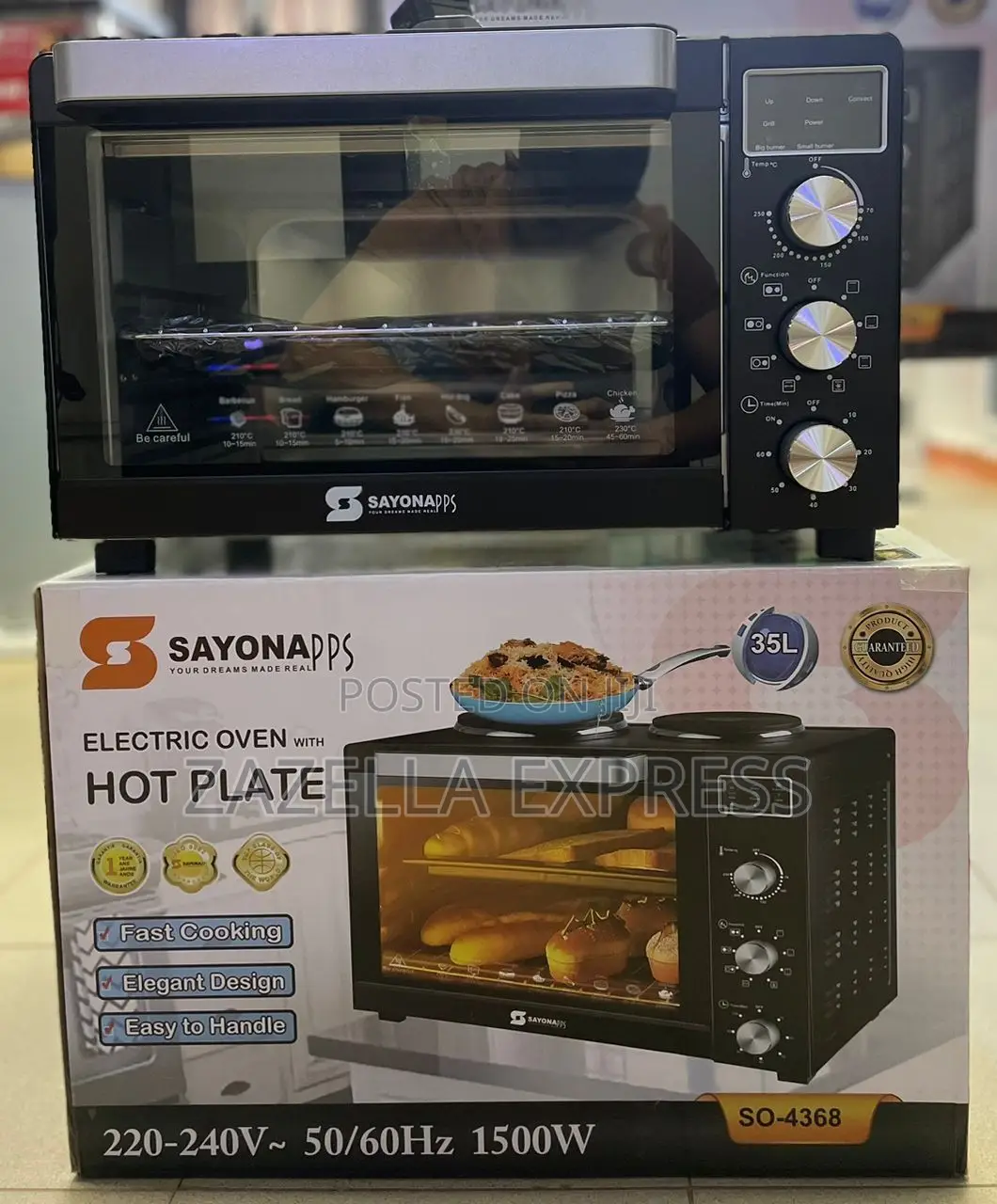 Sayona 45L Electric Oven With Hot Plate