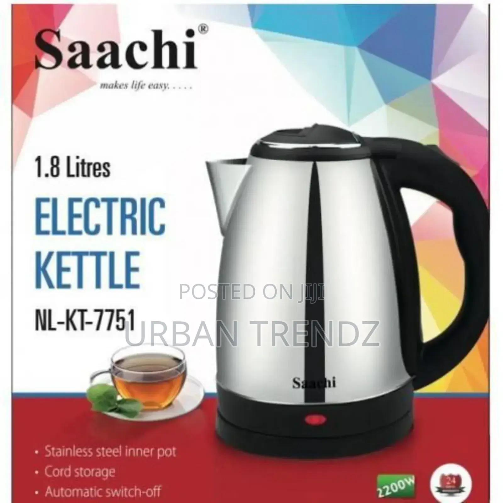 Saachi Electric Heat Kettle 1.8 Litres Thermos Cup 0.5ltrs