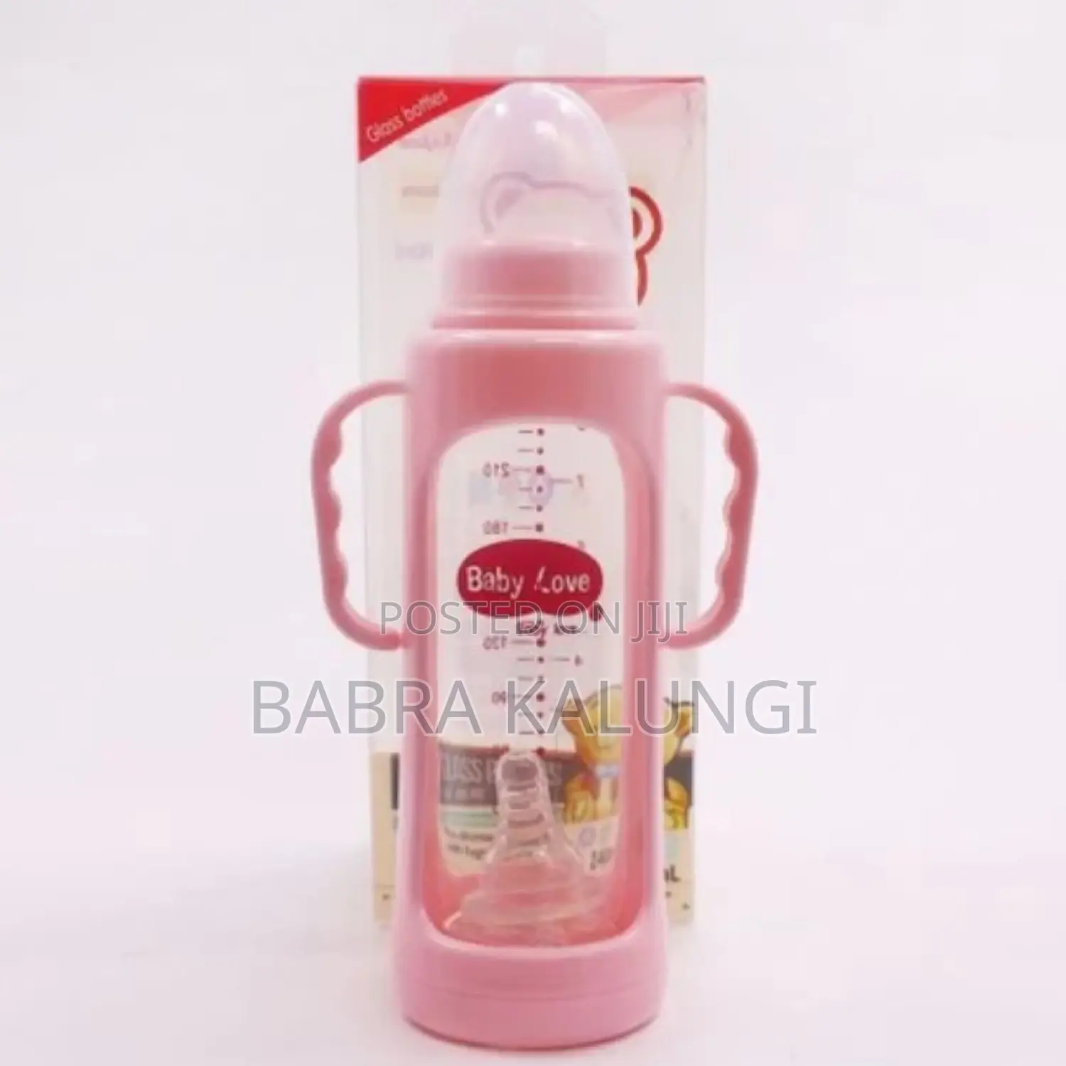 280ml Milk Glass Baby Feeding Bottle – Pink