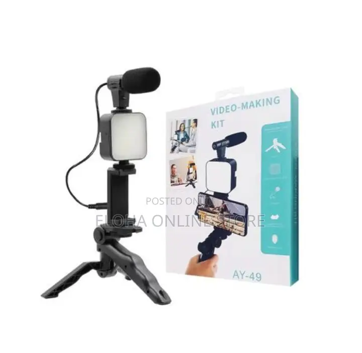 AY-49 Video Vlogging Kit With Microphone LED Fill Light