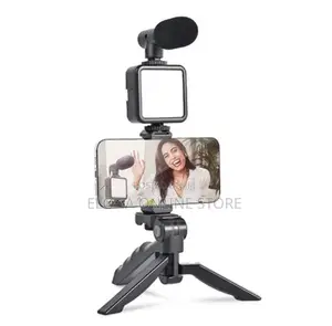AY-49 Video Vlogging Kit With Microphone LED Fill Light