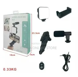 AY-49 Video Vlogging Kit With Microphone LED Fill Light