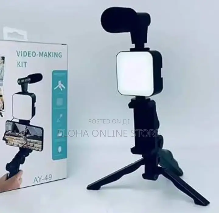 AY-49 Video Vlogging Kit With Microphone LED Fill Light